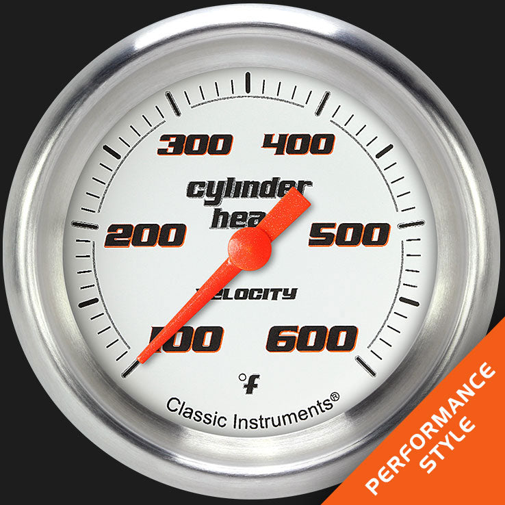 Classic Instruments VS397WAPF Velocity White 2 5/8" Cylinder Head Temp. Gauge