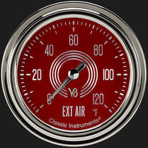 Classic Instruments V8RS399SLC V8 Red Steelie 2 5/8" Outside Air Temp Gauge