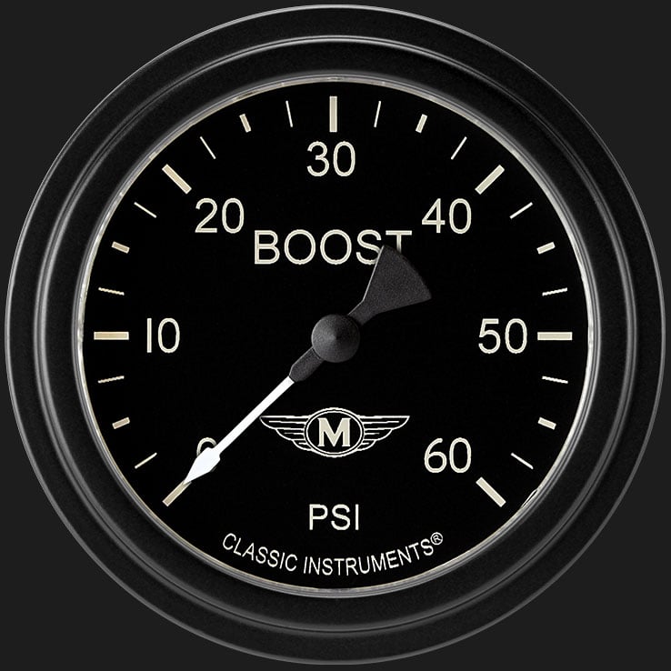 Classic Instruments MA343BLF Moal Bomber 2 5/8" Boost Gauge, 60 psi