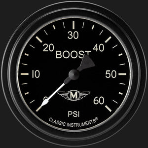 Classic Instruments MA343BLF Moal Bomber 2 5/8" Boost Gauge, 60 psi