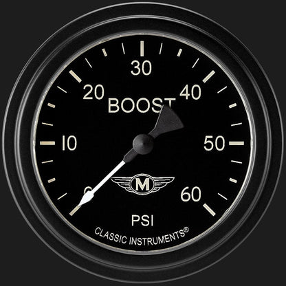 Classic Instruments MA343BLF Moal Bomber 2 5/8" Boost Gauge, 60 psi