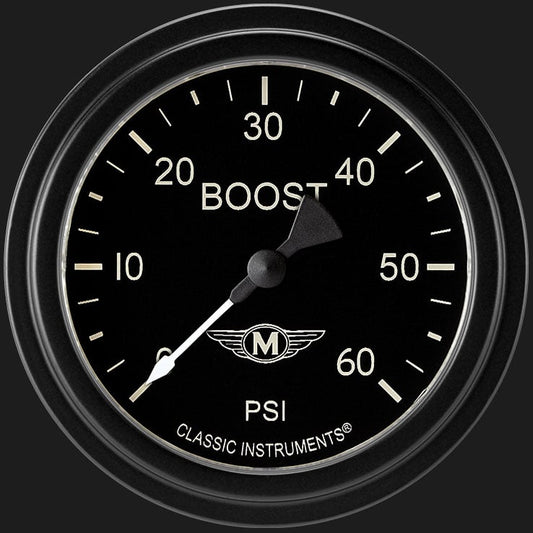 Classic Instruments MA343BLF Moal Bomber 2 5/8" Boost Gauge, 60 psi