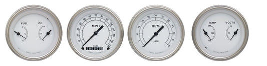 Classic Instruments CW05SLF Classic White - 4 Gauge Set 3-3/8" Speedo, Tacho & 2x Dual