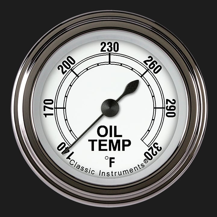 Classic Instruments CW128SLF Classic White - Oil Temp Gauge Full Sweep 2-1/8"
