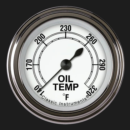 Classic Instruments CW128SLF Classic White - Oil Temp Gauge Full Sweep 2-1/8"