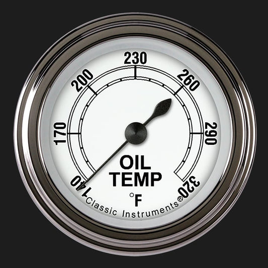 Classic Instruments CW128SLF Classic White - Oil Temp Gauge Full Sweep 2-1/8"