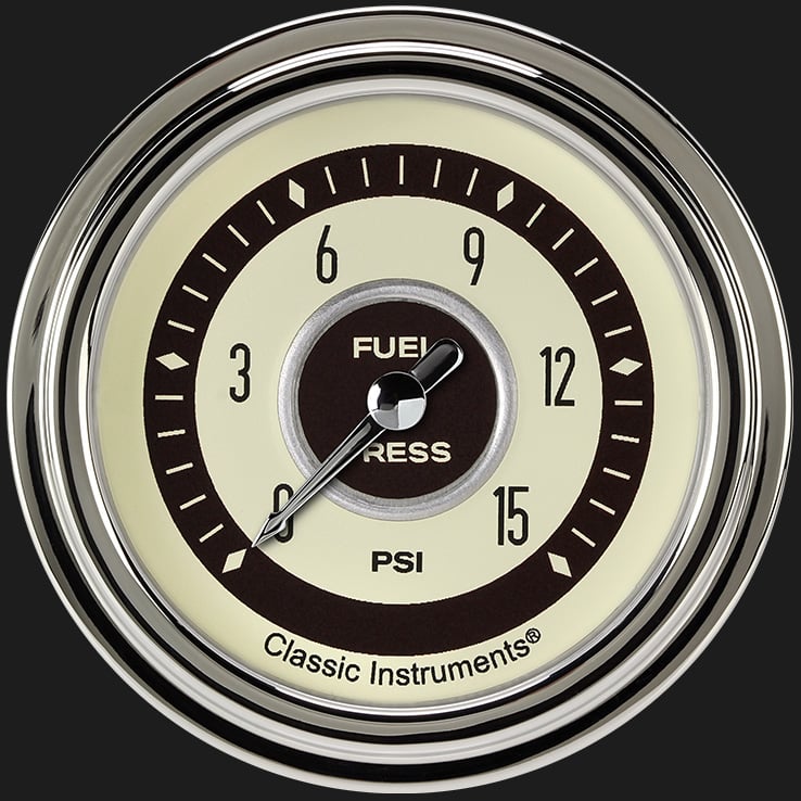 Classic Instruments NT345SLC Nostalgia VT 2 5/8" Fuel Pressure Gauge, 15 psi