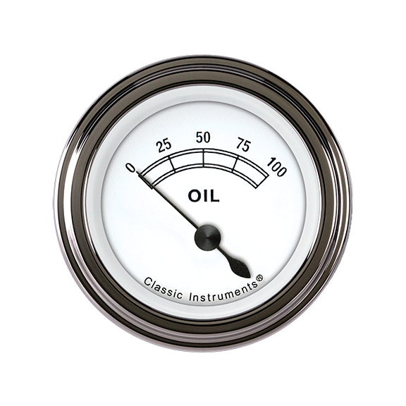 Classic Instruments CW81SLF Classic White - Oil Pressure Gauge 2-1/8"