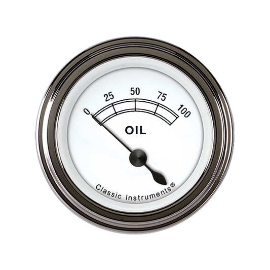 Classic Instruments CW81SLF Classic White - Oil Pressure Gauge 2-1/8"