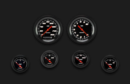 Classic Instruments VS01BBLF Velocity Black - 6 Gauge Set 3-3/8" Speedo & Tacho, 2-1/18" Fuel, Oil, Temp, Volts