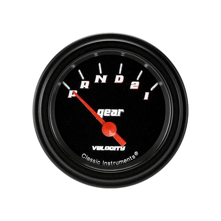 Classic Instruments VS07BBLF Velocity Black - Gear Indicator Gauge w/ Overdrive 2-1/8"