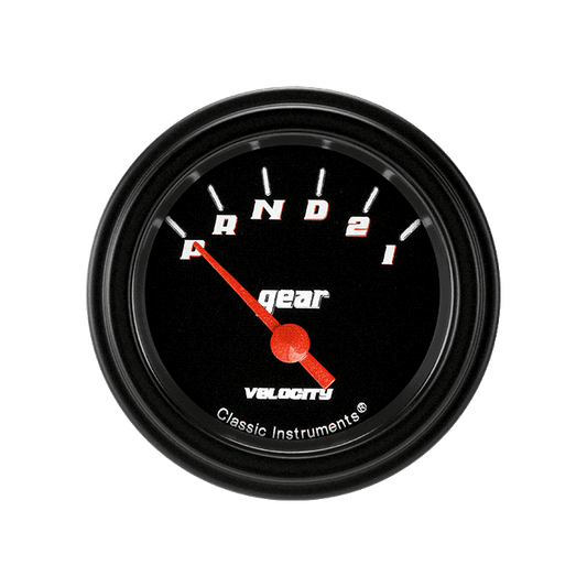 Classic Instruments VS07BBLF Velocity Black - Gear Indicator Gauge w/ Overdrive 2-1/8"
