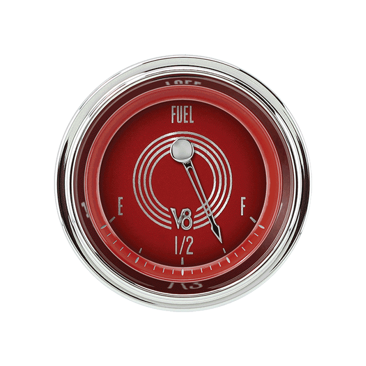 Classic Instruments V8RS11SHC V8 Red Steelie - Fuel Gauge 75-10 OHM 2-1/8"