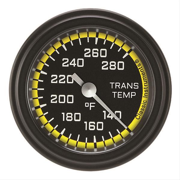 Classic Instruments AX127YBLF Autocross Yellow - Transmission Temp Gauge Full Sweep 2-1/8"