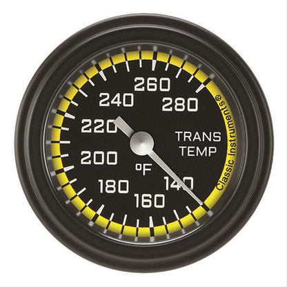 Classic Instruments AX127YBLF Autocross Yellow - Transmission Temp Gauge Full Sweep 2-1/8"