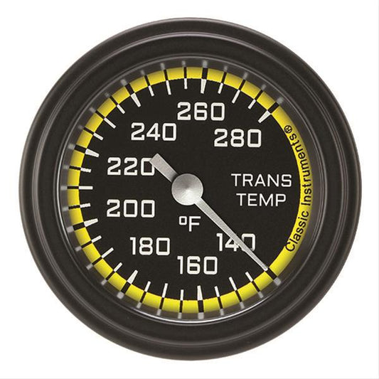 Classic Instruments AX127YBLF Autocross Yellow - Transmission Temp Gauge Full Sweep 2-1/8"