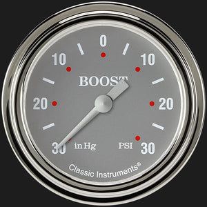 Classic Instruments SG341SLF Silver Gray 2 5/8" Boost/Vac Gauge
