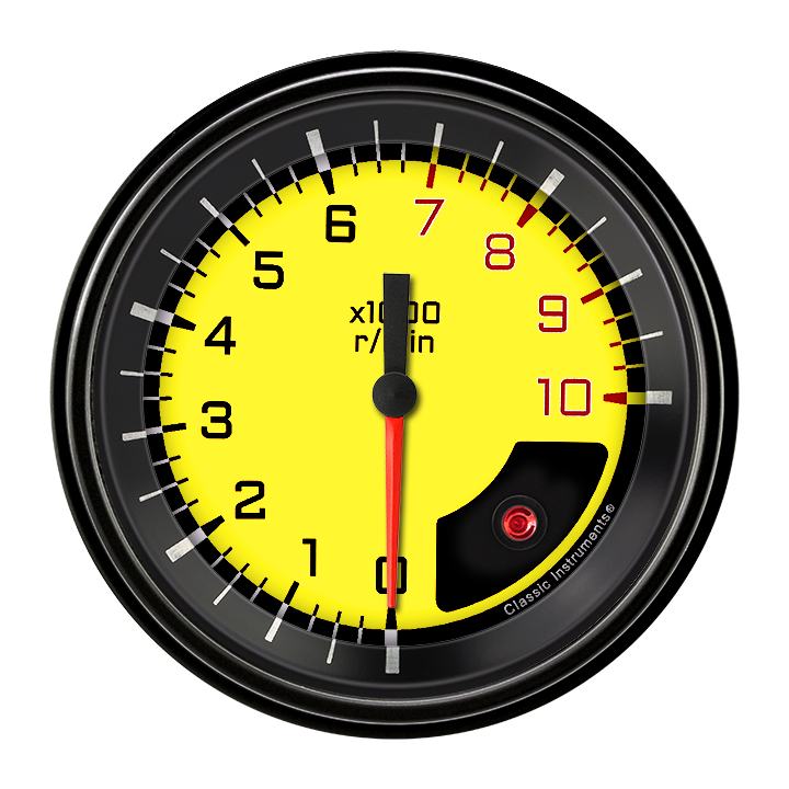 Classic Instruments AX10YBLF Autocross Yellow - Tachometer 10K RPM 3-3/8"