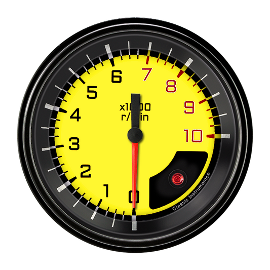 Classic Instruments AX10YBLF Autocross Yellow - Tachometer 10K RPM 3-3/8"