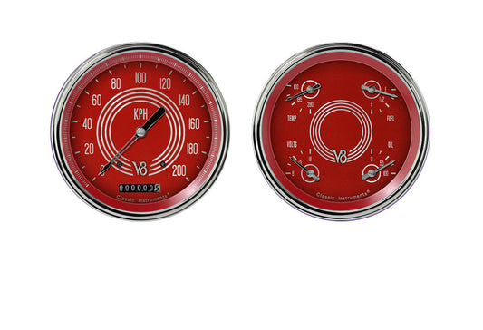 Classic Instruments V8RS52SLC V8 Red Steelie 4 - 5/8" Speedo & Quad