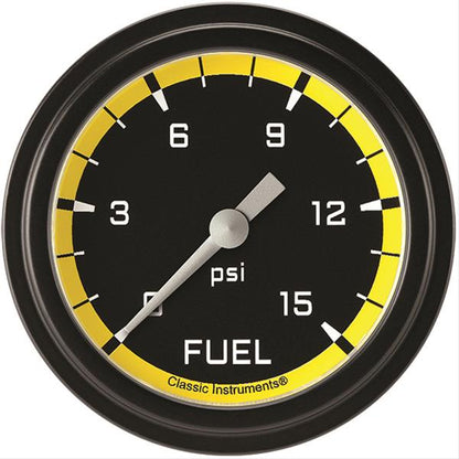 Classic Instruments AX345YBLF Autocross Yellow 2 5/8" Fuel Pressure Gauge, 15