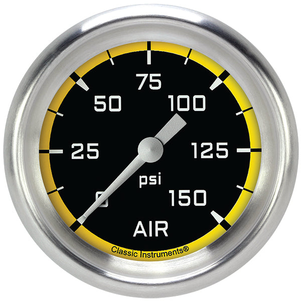 Classic Instruments AX318YAPF Autocross Yellow 2 5/8" Air Pressure Gauge