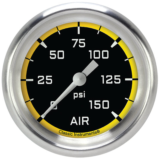 Classic Instruments AX318YAPF Autocross Yellow 2 5/8" Air Pressure Gauge