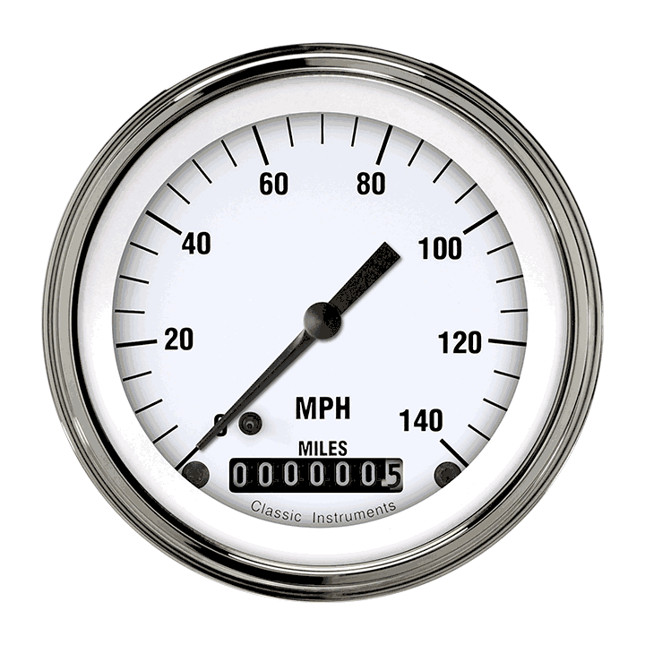 Classic Instruments WH55SLF White Hot 3-3/8" Speedometer 140 MPH