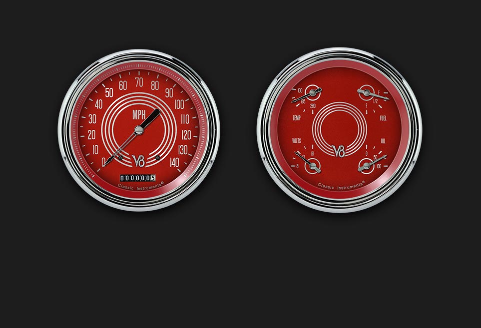 Classic Instruments CT47V8RS52 1947-53 V8 Red Steelie Truck Package