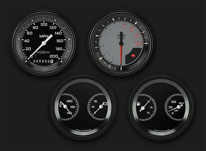 Classic Instruments AX05GBLF AutoCross Gray Four Gauge Set