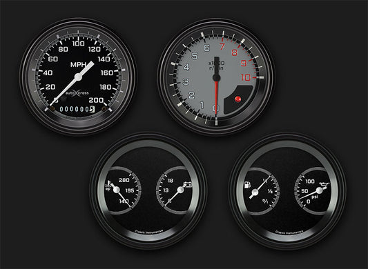 Classic Instruments AX05GBLF AutoCross Gray Four Gauge Set