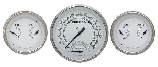 Classic Instruments CW61SLF Classic White - 3 Gauge Set 4-5/8" Speedtachular & 2x 3-3/8" Duals