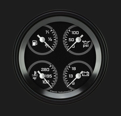 Classic Instruments AX73GBLF Autocross Grey - Quad Gauge 3-3/8" (75-10 OHM)
