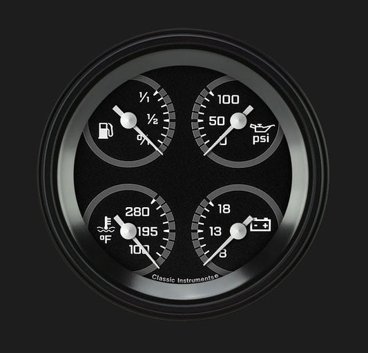 Classic Instruments AX76GBLF Autocross Grey - Quad Gauge 3-3/8" (240-33 OHM)