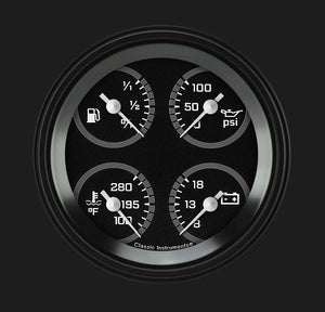 Classic Instruments AX79GBLF Autocross Grey w/ Black Bezel 3-3/8" Quad fuel