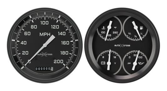Classic Instruments AX52GBLF Autocross Grey w/ Black Bezel 4 - 5/8" Speedo & Qu