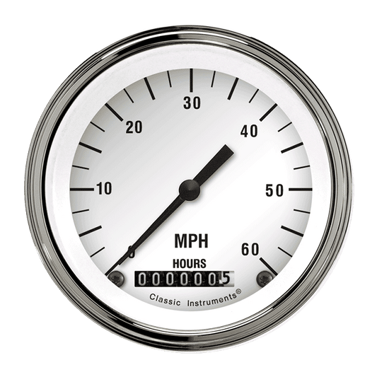 Classic Instruments LSWH White Hot 3 3/8" Low Speed Speedometer