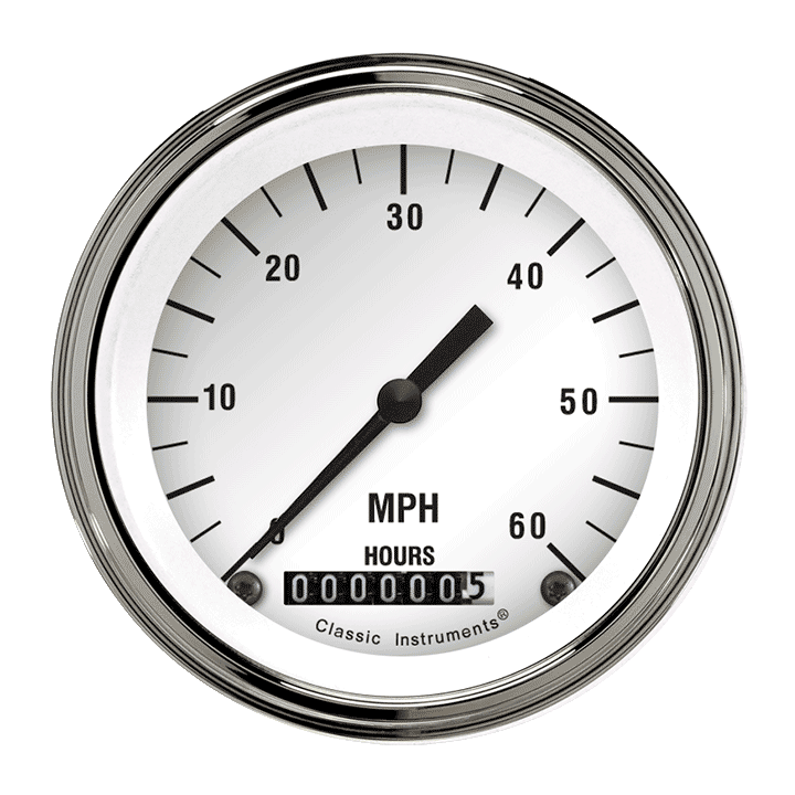Classic Instruments LSWH White Hot 3 3/8" Low Speed Speedometer