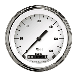 Classic Instruments LSWH White Hot 3 3/8" Low Speed Speedometer