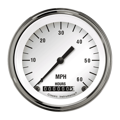 Classic Instruments LSWH White Hot 3 3/8" Low Speed Speedometer