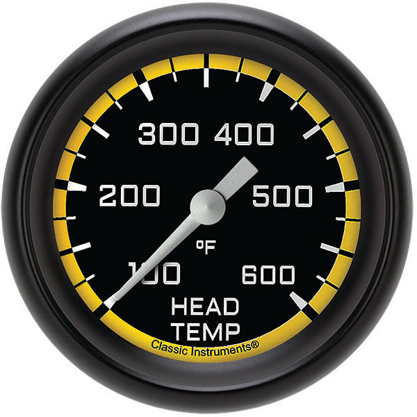 Classic Instruments AX397YBPF Autocross Yellow 2 5/8" Cylinder Head Temp. Gauge
