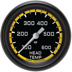 Classic Instruments AX397YBPF Autocross Yellow 2 5/8" Cylinder Head Temp. Gauge