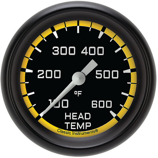 Classic Instruments AX397YBPF Autocross Yellow 2 5/8" Cylinder Head Temp. Gauge