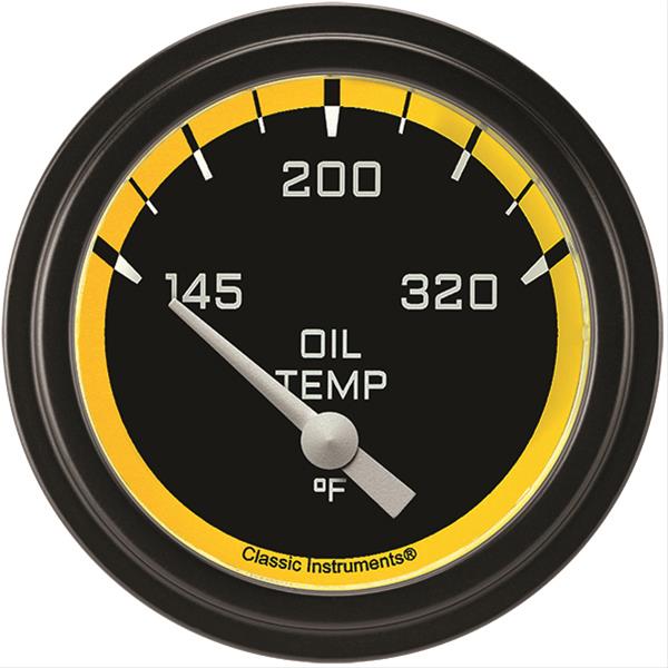 Classic Instruments AX228YBLF Autocross Yellow w/ Black Bezel 2 5/8" Oil Temp