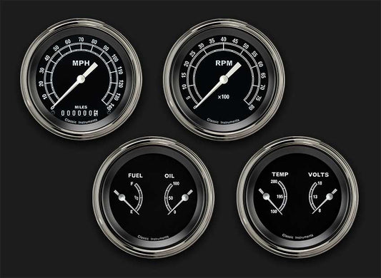 Classic Instruments | TR05SLF | Traditional - 4 Gauge Set 3-3/8" Speedo, Tacho & 2x Dual