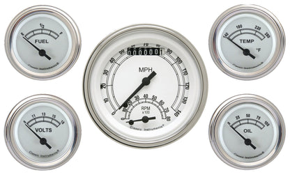 Classic Instruments CW35SLF Classic White 3-3/8" Ultimate & 2-1/8" Fuel, Oil,