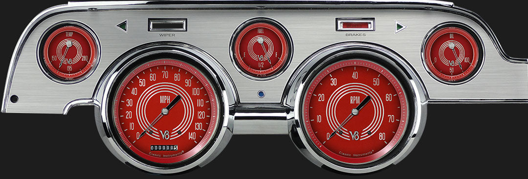 Classic Instruments MU67V8RSBA V8 Red Steelie 1967-68 Mustang