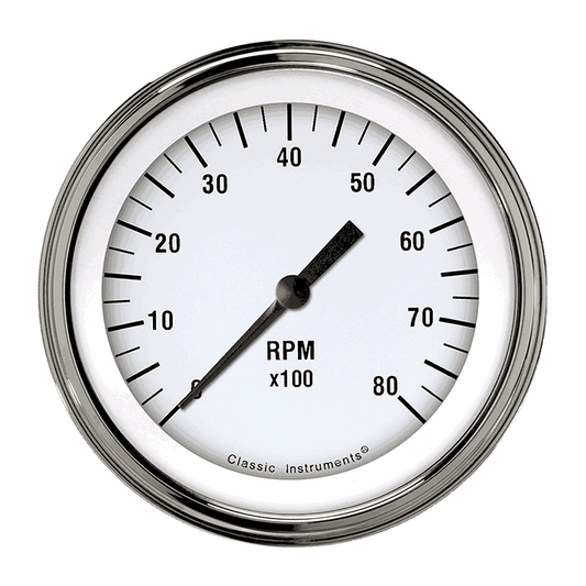 Classic Instruments WH80SLF White Hot - Tachometer 8K RPM 3-3/8"