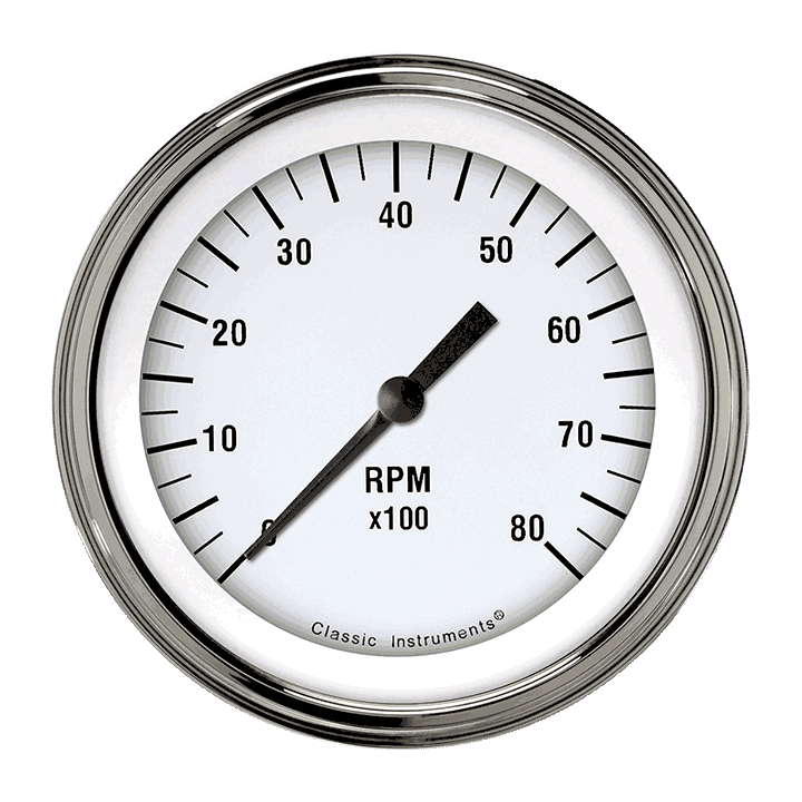 Classic Instruments WH80SLF White Hot - Tachometer 8K RPM 3-3/8"