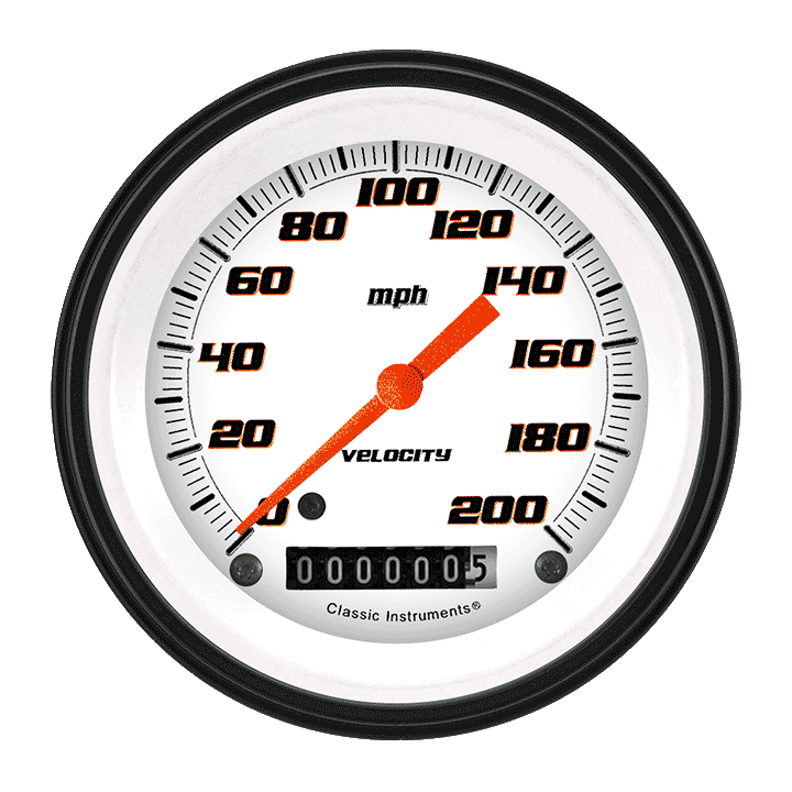 Classic Instruments VS57WBLF Velocity White - Speedometer Gauge 3-3/8"